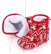 [ABOOFAN] 1Pair Christmas Warm Boots Crib Shoes Baby Santa Claus Bootie Santa Claus Babys Boots Soft Sole Baby Shoes Fashion Toddler Shoes Newborn Cotton Children's Shoes Keep Warm