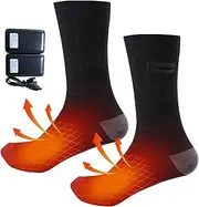 Heated Socks, Electric Heating Socks for Men Women, 3.7V 4000mAh Rechargeable Battery, USB Charging Washable Thermal Foot Warmers, Foot Hot Therapy - for Outdoor Sport Skiing Camping Hiking Kuitgh