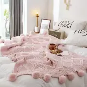 Lovely Thread Blanket for Sofa Bed Runner White Throw Blankets with FluffyBalls