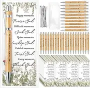 Chivertion 50 Set Christian Religious Gifts Bulk Include Bible Verse Bamboo Pens and Inspirational Bookmarks Scripture Biblical Church Gifts Sunday School Gift for Teacher Student