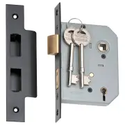 New 5 Lever Mortice Lock (57mm Backset), M.Blk