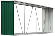 vidaXL Green Garden Log Storage Shed - Galvanised Steel - Durable & Weather-Resistant, Easy Assembly, Ideal Organised Firewood Solution - 330x84x152 cm
