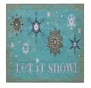 Let It Snow Christmas Holiday Sign Plaque Shelf Sitter Wall Art Ornament 5" x 5"