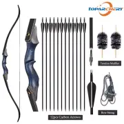 TOPARCHERY 60" Archery Takedown Recurve Bow RH 25-50lbs Wooden Bow&Arrow Set