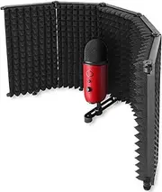 Portable Studio Acoustic Sound Shield - Mic Isolation Shield with Absorbing Foam for Microphone, Reflection Filter for Home Voice Studio (5 Panels) YOUSHARES