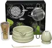 Japanese Tea Set - Ceramic Kit, Whisk Scoop Set, Whisk Holder | Professional Whisk Set Kit, Perfect Set to Prepare Traditional Tea for Family, 26x21x9.5cm