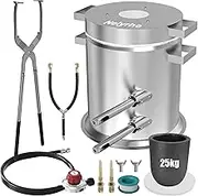 Nelyrho 25KG Propane Melting Furnace Kit with Lifting Tongs Made of Stainless Steel Includes Crucible Foundry Kiln Forge for Smelting Scrap Metal Recycle Gold Copper Aluminum Casting Machines