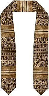 [SKKNT] Egypts Hieroglyphics Print Graduation Shawl Stole For Academic Commencements Honor Sash Congratulations Gift, Flattened, One Size