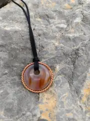 Tensor Ring Straight Line Cubit 333 Mhz Purple agate Stone Pendant