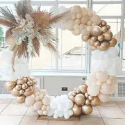 125pcs Sand White Metallic Gold Balloon Garland Arch Kit - Baby Shower Wedding Birthday Party Decorations