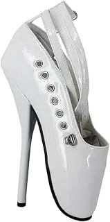 [PROMI] Women's Heels High Heels 18 cm Fashion Dance Shoes with Laces, White, 7 UK