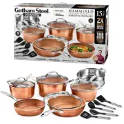 Gotham Steel Hammered Pots and Pans Set Nonstick Ceramic Cookware Set 15Pc