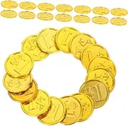 Boys and Girls Toy Treasure Coin Props 100Pcs Plastic Simulation Coins for Party Games Halloween