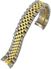 RAYESS 316L Stainless Steel 20mm Watch Strap for 36mm Rolex Datejust 116233 116234 Silver Golden Solid Metal Watchband (Color : Silver Gold, Size : 20mm for RLX)