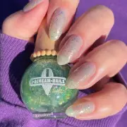 I Scream Nails Magic Forest - Green Gold Pink Flake Flakie Topper Nail Polish