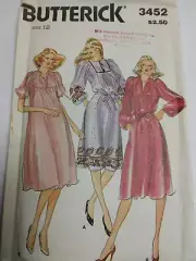 Dress Loose Fitting Belted Tie V Neck 12 Butterick 3452 Sewing Pattern UC FF VTG