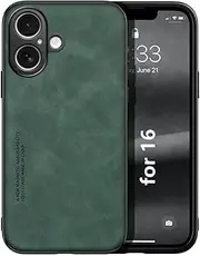 Kepuch Silklike Case for iPhone 16 - Cover Bumper Built-in Metal Plate for iPhone 16 - Green