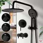 ACA Black 10'' Round Shower Head Handheld Gooseneck Wall Arm SET /Mixer Taps
