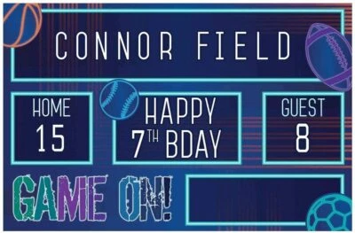 Birthday Baller Personalized Stadium Scoreboard Sign Football Party Banner
