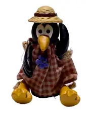 Russ Berrie Vtg Crow Bird 13900 Shelf Sitter 3" Mini’s Kin Jointed Wooden Figure