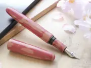 Wancher Hirota Urushi Ebonite Fountain Pen Sakura River Silver Nib from Japan