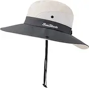 [Surblue] Women's Ponytail Sun Hat UV Protection Foldable Mesh Wide Brim Beach Fishing Hat…