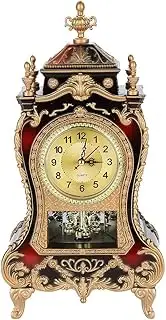 Joyzan Table Alarm Clock, Wall Clock with Pendulum and Chimes Classic Vintage European Style Table Desk Clock Antique Clock for Home Living Room Bedroom (Brown red)