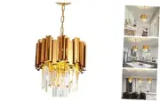 Modern Crystal Chandelier Round Crystal Pendant Light, Gold Crystal Pendant