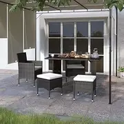 Garden Chair Set Rattan Outdoor Patio Furniture, Balcony Chairs and Stools for Lounge, Deck, Garden, Black Poly Rattan Set