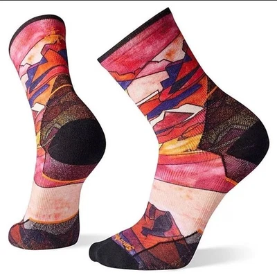 Smartwool Athlete Edition Run Print Men's Crew Socks, Tandoori Orange, Large