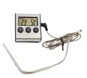 New Silver Color Digital Oven/Cooking Thermometer with High Alarm