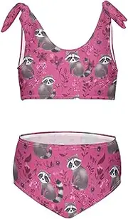 [Caihoyu] Girls Swimsuit Bikini Set 2 Pieces Cute Toddler Swimsuit with Adjustable Strap, Multicoloured 01, 9-10 Years