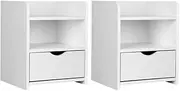 Artiss 2X Bedside Table Drawers Side Table Storage Cabinet Nightstand White FARA