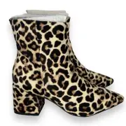 NEW Steve Madden Velvet Leopard Ankle Boots Size 6.5 Cheetah Pointed Toe Western