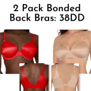 Secret Treasures Women's 2 Pack Adjustable Strap Bonded Back Bras Size 38DD