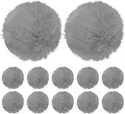 uxcell 12-Pack Faux Fur Pom Poms, 1.2 Inch/ 2.4 cm Soft Fluffy Pompoms Balls Faux Rabbit Fur with Elastic Loop for Hats/Bags/Keychains/Knitting Accessories/DIY Crafts [Light Grey]