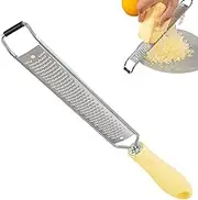 Metal Lemon Zester Grater - Long Handle Flat Cheese Tool | Stainless Steel Long Grater for Kitchen for Garlic, Nutmeg, Chocolate,