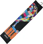 Golf Bag Towel - Microfiber Printing Hot Air Balloon Golf Club Towel - with Carabiner Clip for Removing Dirt, Mud, Sand and Grass