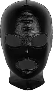 Unisex Adult Headgear Latex Smooth Metal Open Eyes Mouth Full Face Mask Hood Cosplay Clothing