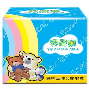 BeniBear邦尼熊抽取式柔拭紙巾300抽x30包/箱(彩虹版)