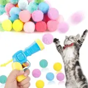58Pcs Cat Ball Toy Launcher Gun, Cat Balls Fetch Toy, 57Pcs Plush Fuzzy Balls
