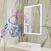 LUVODI LED Bathroom Mirror Cabinet: 60x70cm Wall Medicine Cabinet with Bluetooth Speaker Shaver Socket Demister Dimmable Lighting Aluminum Frame Smart Touch Switch IP44