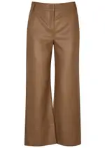 S Max Mara Soprano Cropped Faux Leather Trousers - Brown - M (UK12 / M) M (UK12 / M)