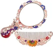 1 Set Vintage Mirror Comb Handheld Makeup Mirror with Ergonomic Handle High Definition Reflection Durable Design Present for Women Compact for Travel
