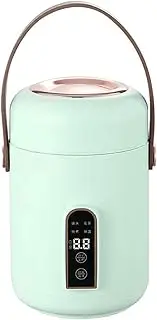 Mini Rice Cooker, Portable Electric Stewpot Smart Reservation, Cook and Keep Warm, Small Travel Cooker for Cooking Soup Rice Stews, Suitable for 1 to 2 People (Mint Green)