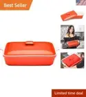 Elegant Stoneware Casserole Set - Passion Red 4.23 Quart Bakeware with Lid