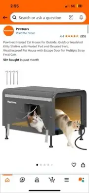 MediumHeated Cat House for Outdoor Cats in Winter, Insulated Open Box New 18x24