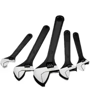 Adjustable Wrench Set Spanner Wide Open Jaw Black Coating Finish - 4pcs