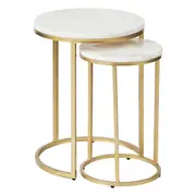 Cooper & Co. Ada 40cm Marble Nested Side Table Set Gold
