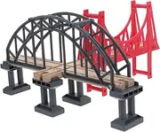 The Train Tracks Accessory Kit Expand Your Child's Imagination Wooden Train Tracks Railway Bridge Suspension Bridge Toy Train Set for Boys and Girls
